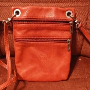 Moda Italia Elegant Orange Real Leather Crossbody Bag